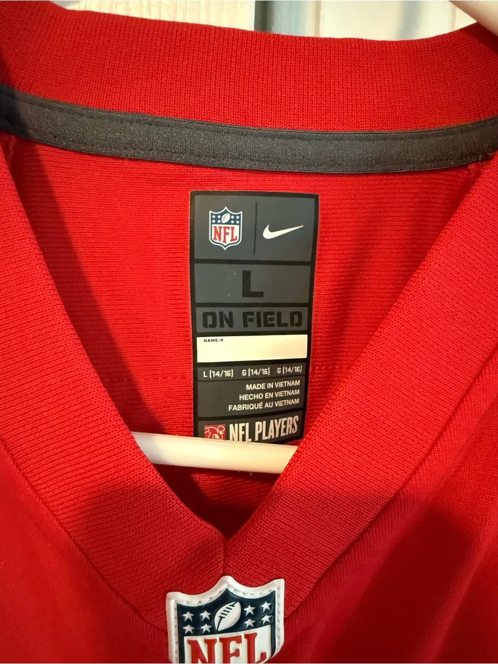 Nike Red Mahomes #15 Football Jersey with White & Gold Accents